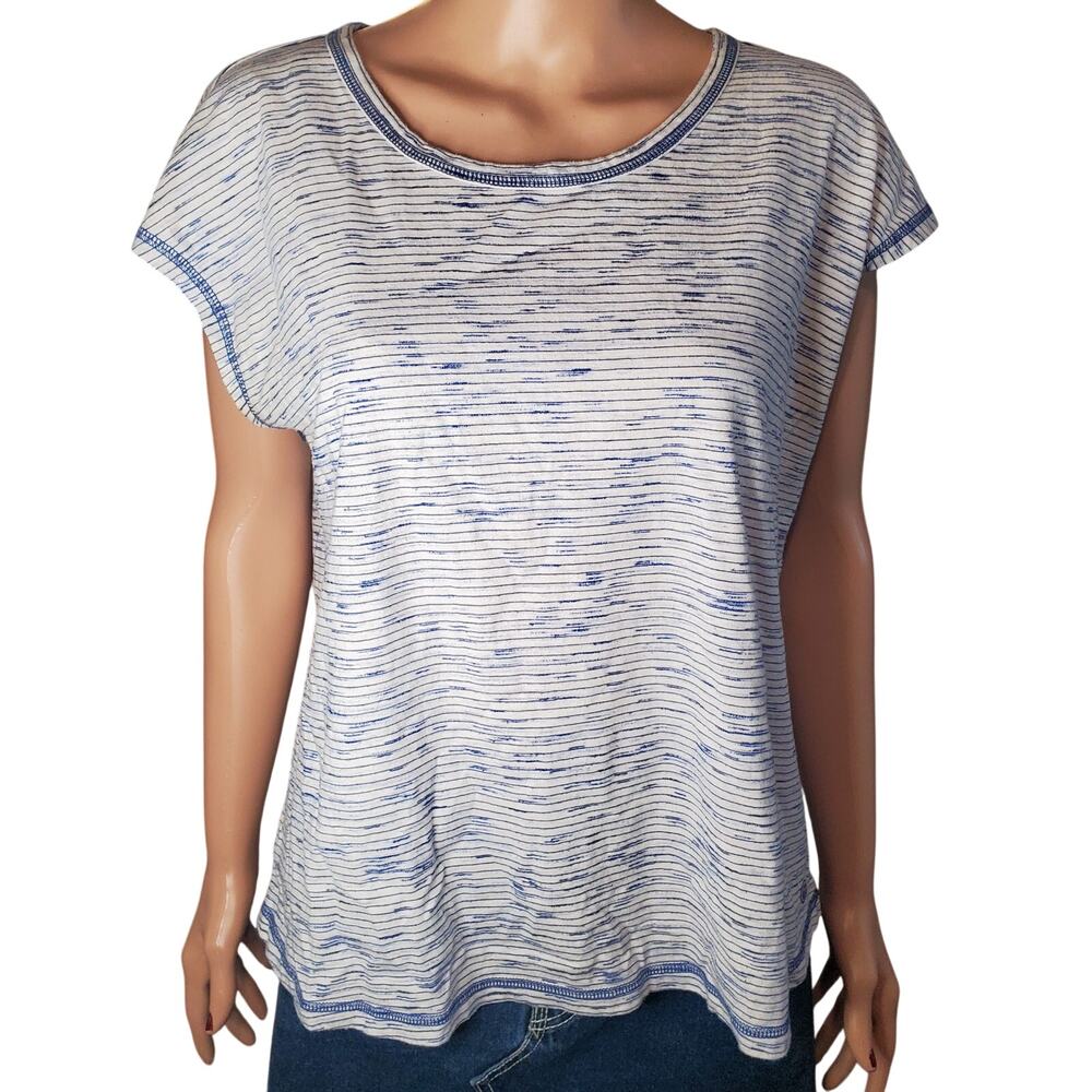 T by Talbots Boxy Striped Open Back Cotton Blend Top XL Petite XLP